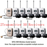 New Takstar WTG-900 Tour Group Guide/Assistive Listening System Church 2Transmitter 50 Receivers with Aluminum Case Charger