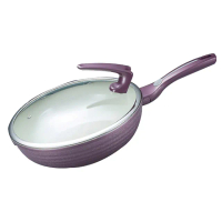 【SILWA 西華】紫羅蘭陶瓷不沾炒鍋附可站立鍋蓋(電磁爐可用)