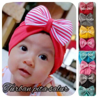 turban anak pita salur Fashion kupluk topi bayi garis line Bunda Perempuan