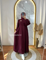 Syafacollection Zaskia Dress Kain Crinkle Gamis Formal Muslim Flowy Kantong Airflow Nyaman Balon