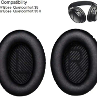 Ear Cushions for Bose Quiet Comfort 35 (QC35) and QuietComfort 35 II (QC35 II) Headphones (QC35/QC35 II Ear Pads, Black)