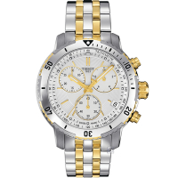TISSOT 天梭 官方授權PRS 200 霸氣時尚計時腕錶/T0674172203101-雙色/41mm