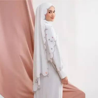 Lozy Hijab - Floure Embroidery Shawl (Pashmina Embroidery Bordir Bahan Ceruty) Broken White