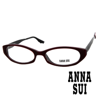 【ANNA SUI 安娜蘇】時尚質感金屬架造型平光眼鏡(酒紅 AS08801)