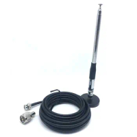 27Mhz 20W BNC Telescopic Antenna with Magnetic Base and PL259 Male Adapter for Cobra Midland Uniden Anyton CB Mobile Radio