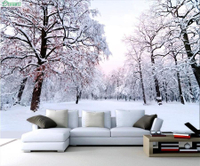 3D立體唯美雪景壁紙個性定制壁畫客廳臥室背景墻布雪地風景8D墻紙