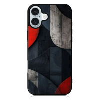 Crimson & Charred Geometry CN0004 Casing Custom iPhone 17 16 16e 15 14 13 12 11 Pro Max Plus Air Min