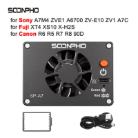 SOONPHO SP-A7 Camera Cooling System Heat Sink Cooling Fan Build-in Battery for Canon Fuji XS10 Sony ZVE1 A7M4 A7C A6700 ZVE10