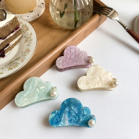 日本復古亞克力果凍水彩色板材立體云彩珍珠抓夾發夾發飾1入