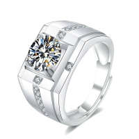 【巴黎精品】莫桑鑽戒指925純銀戒指-2ct個性十字霸氣男飾品p1as50