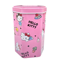 小禮堂 Hello Kitty 鐵製六角形存錢筒 (粉生活款) 4718733-276130