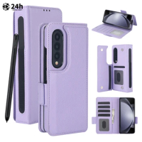Luxury flip leather Covers For Galaxy Z Fold 3 4 For Samsung Z Fold 5 Phone Case Multi functional Card holder Wallet Phone Case