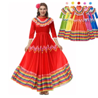 Lady Flamenco Dance Costume Mexican Latin Saloon Dancing Senorita Cosplay Carnival Halloween Fancy Party Dress
