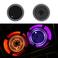 Luminous Car Cup Coaster Holder Car Led Atmosphere Logo Light For Great Wall Poer M4 Pao Voleex C30 Toys Saint Seiya Accessories