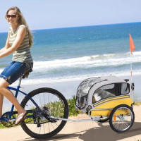 Leonpets 2 in 1 Dog Stroller Pet Dog Bike Trailer Bicycle Trailer and Jogger，ransparent windows，comfortable seat cushion