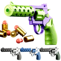 2024 Carrot Mechanical Repeating Revolver 3D Gravity Ejection Revolver Soft Gun Pistol Children'S Plastic Toy Gun