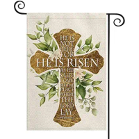 He Is Risen Easter Garden Flag 12x18 Inch Double Sided Eucalyptus Lily Spring Holiday Yard Outdoor Flag Fade Resistant