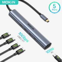 MOKiN 10Gbps USB C Hub 100W PD Ports USB C 3.1 USB C Multiport Adapters for MacBook Pro/Air M2 M1 iPad Surface Pro Xiaomi Lenovo