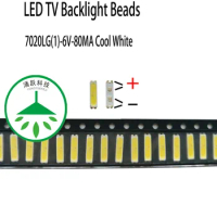 100Pcs/lot Maintenance of led tv backlight 6v 80ma 7020 lamp beads cold white light applicable lg screen