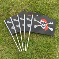 100pcs/lot 14*21cm Skull and Cross Crossbones Jolly Roger Pirates Hand Flag