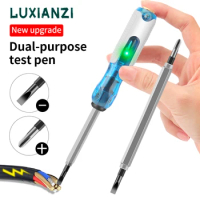 LUXIANZI Dual-use Voltage Tester Pen Word/cross Screwdrivers Non-contact Induction Intelligent Indicator Light Tester Pen Tool