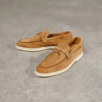 Sepatu LORO PIANA SUMMER WALK SUEDE BROWN WOMEN LOAFER 100% ORIGINAL Size 38