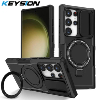 KEYSION Case for MagSafe for Samsung S24 Ultra S23+ S22 S21 S20 FE Slide Camera Protection Phone Cover for Galaxy Note 20 Ultra
