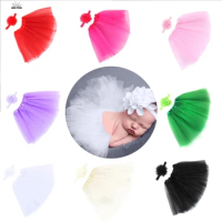 Infant Photograph Outfit Headband &amp; Tulle Tutu Skirt Photo Studio Props Universal Baby Cosplay Costume Dress Shower Gift