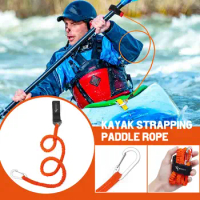 Adjustable Elastic Kayak Rod Lanyard Canoe Paddle Leash Fishing Rowing Safety Rope Boats Accessory Leash Rod Carabiner