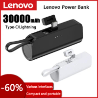 Lenovo 30000mAh Power Bank Compact Portable Charger Pocket Power Bank with Stand Compatible with iPhone Android External Battery