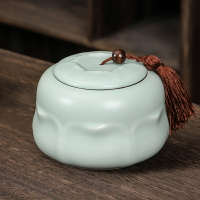 汝窯茶葉罐陶瓷防潮密封罐家用大號半斤裝綠茶紅茶儲存小茶缸禮盒