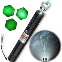 High Power Green Laser Pointer Long Range Lazer Pointer USB Recharge Outdoor Interactive Cat Laser Toy Star Cap Built-in battery