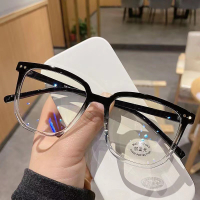 Bingkai Hitam Ringan Jepun Cermin Mata Lelaki Muka Besar Poligonal Kelihatan Kurus Pelajar Penghantaran Bagi Pihak Satu Helai Selebriti Internet Jenis Popular Cermin Mata Anti-Biru