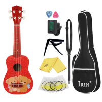 21 Inch Ukulele Hawaiian Guitar Little Bear Mini Guitarra Ukulele 4 Strings Ukulele with Tuner Strap Capo Guitar Accessories