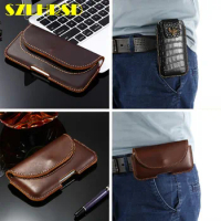 Genuine Leather Phone Pouch Belt Clip Bag for Vivo V11i X23 Y97 NEX Case with Pen Holder Waist Bag Outdoor Sport Phone Cover