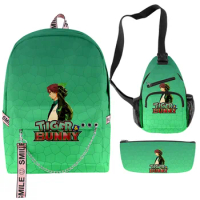 Hip Hop Popular Funny TIGER &amp; BUNNY 3D Print 3pcs/Set School Bags multifunction Travel Backpack Chest Bag Pencil Case