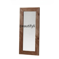 Old Pine Vintage Solid Wood Floor Home Dressing Mirror Wall Sticker against the Wall Full-Length Mirror