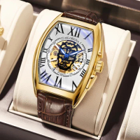 MG ORKINA New Male Clock Men's Tonneau Automatic Wrist Watch Rectangle Mechanical Wristwatches Watches for Men Relogio Masculino