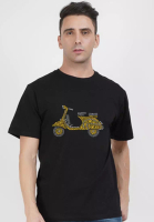 QuirkyT Scooter Graphic Black Cotton Short Sleeve Regular Fit Tee
