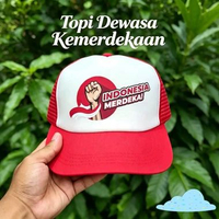 Topi Jaring Dewasa Merah Putih HUT RI - Topi Trucker Kemerdekaan Indonesia 17 Agustus (Varian Random