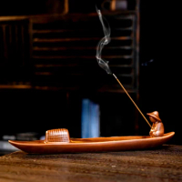 vintage fishing ceramic incense burner Creative temple Zen ornaments Sandalwood Agarwood Line Stick Incense Holder Aromatherapy