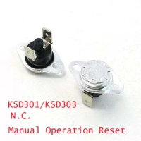 2 Pcs NC Soldered Type 45-150C Degree Celsius Manual Operation Reset Thermal Thermostat 10A AC250V KSD301/KSD303