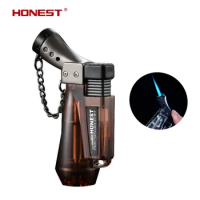 HONEST New Large-capacity Straight Jet Torch Lighter Windproof Straight Blue Flame Cigar Lighter Portable Outdoor Fire Tool