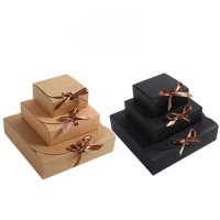 10/20PCS Square Kraft Paper Clamshell Gift Packing Box White Cowhite Black Gift Storage Box Candy Box