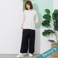 betty’s貝蒂思　腰間繡花活摺寬褲(黑色)
