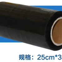 25cm(wide)BlACK plastic film Plastic stretch-wrap Clear Roll Packing Plastic Film Paper Goods Packaging Craft Wrapping