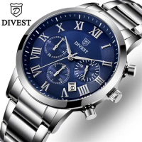 DIVEST Watch Men Original Fashion Top Brand Luxury Sport Casual Quartz Date Waterproof Wrist Watch Luminous Chrono Mens Watches