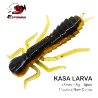 ESFISHING New Kasa Larva 45mm Simulation Worm Lure For Fishing Trout Pike Dragonfly Isca Artificial Soft Baits