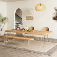 桌子 日式實木餐桌小戶型客廳家用大板桌原木長方形懸浮餐桌