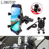 Metal Motorcycle Phone Bracket Handlebar Holder With USB Any Smartphone For yamaha aerox155 mt03 aerox 155 yz 125 fz8 xsr700